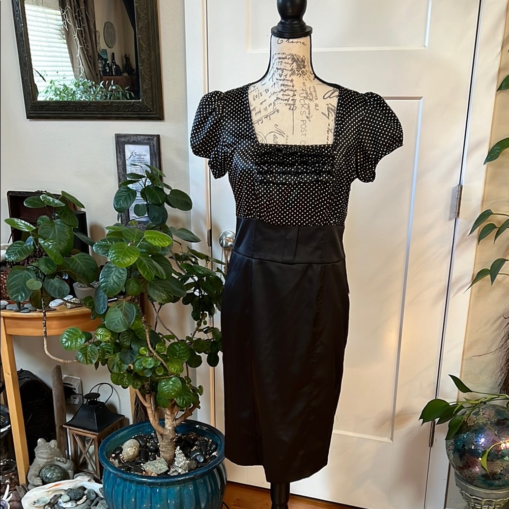 Ruby Rox Black and White Polka Dot Midi Dress